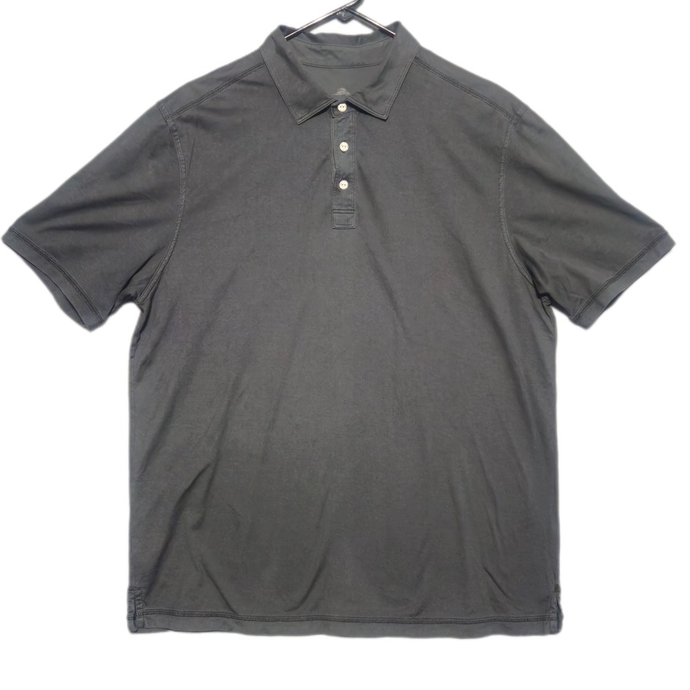 Tommy Bahama Polo Shirt Mens Large Gray Cotton Tencel Short Sleeve Casual